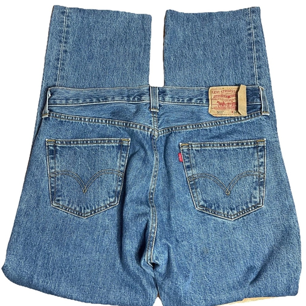 Levi's Men's 501 34x29 Straight Leg Altered Hemmed Medium Wash